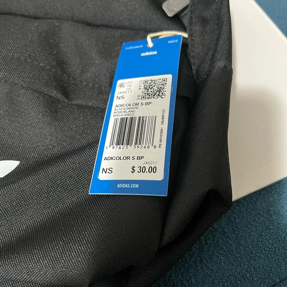 adidas Black Mini Backpack with White Trefoil - Picture 3 of 6